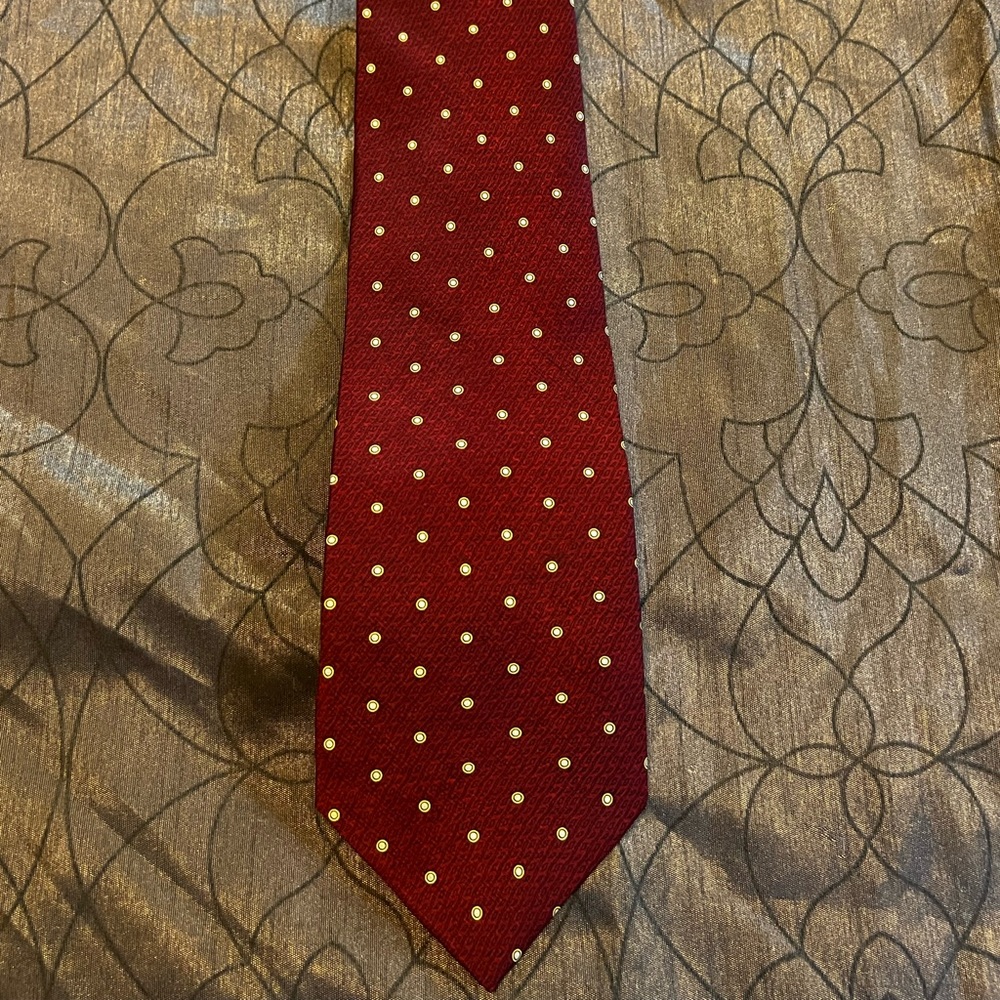 Valentino Silk Neck Tie, Red with white/yellow circles, excellent condition